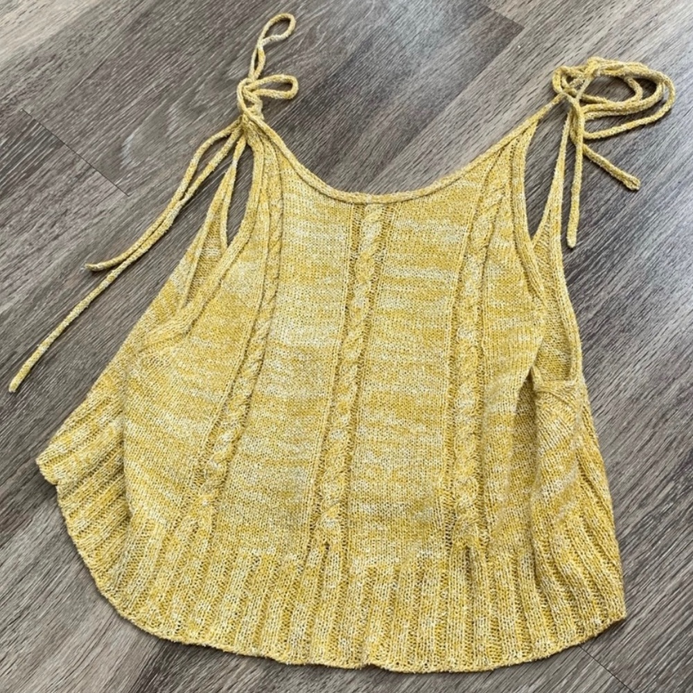 FREE PEOPLE: Yellow Knit Crop Tank Top Small